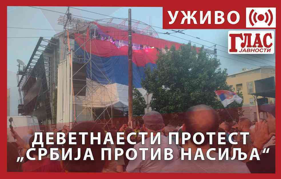 UŽIVO: DEVETNAESTI PROTEST „SRBIJA PROTIV NASILJA“ I ŠETNJA DO <span style='color:red;'><b>TV PINK</b></span> (VIDEO)
